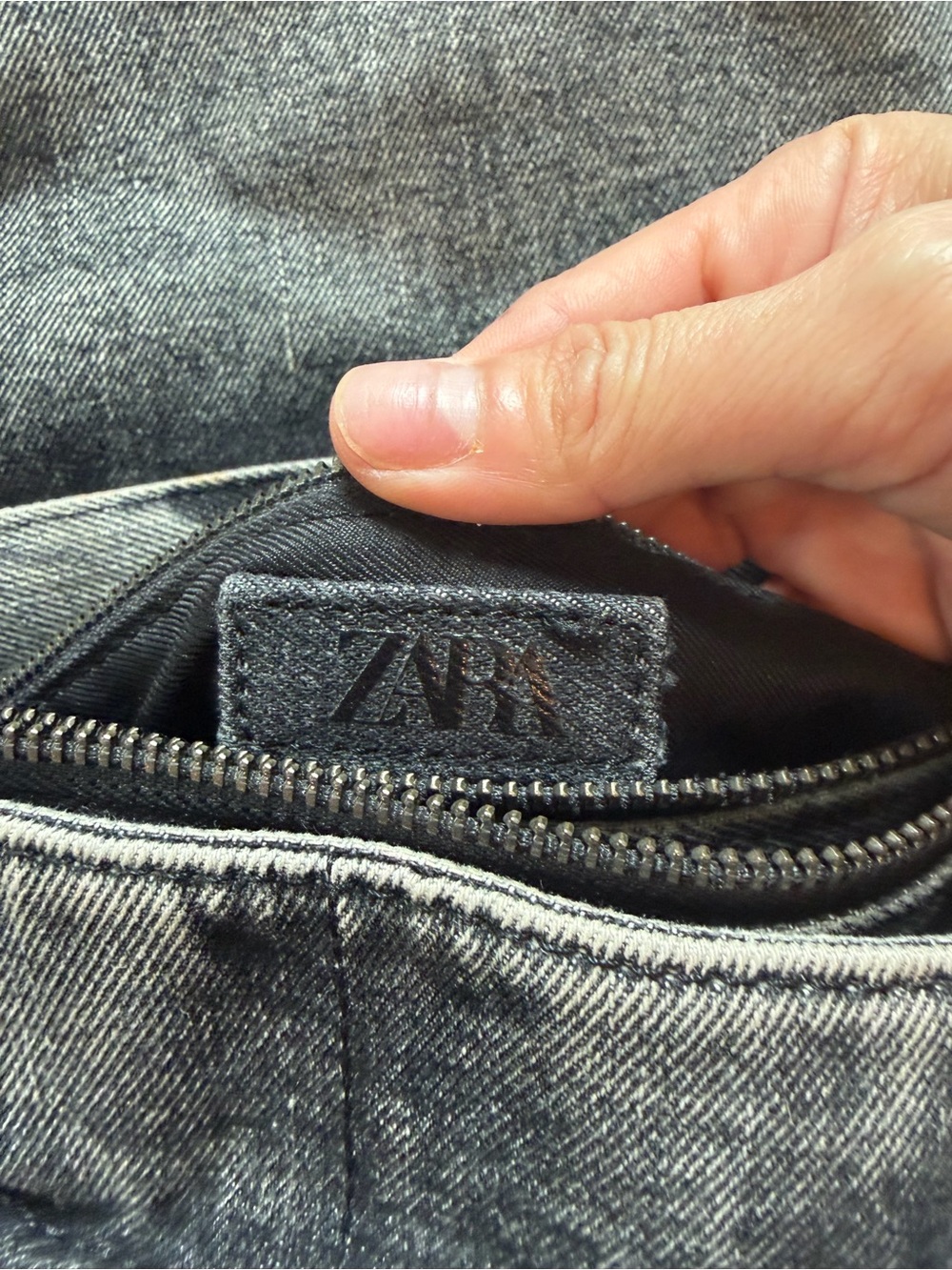 ZARA jean Black Textured Shoulder Bag with Chain Strap - Picture 5 of 8